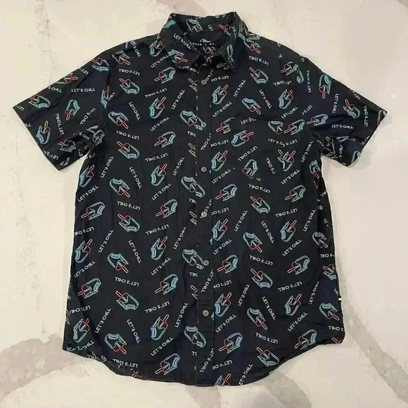 Edgar + Ash Button Down Shirt Neon Ice Cream Men’s Medium - Picture 1 of 4